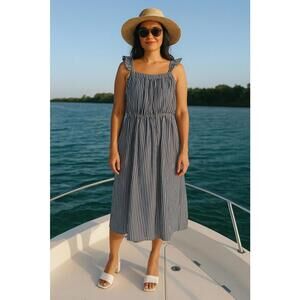 Old Navy Women's Striped Linen Cotton Blend Sundress w/Ruffle Straps, M